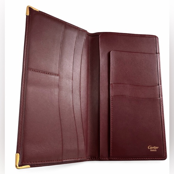 Cartier Burgundy Leather Long Wallet Authentic Luxury Classic - Picture 2 of 6